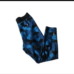 Ultracor Women Leggings Blue Black Geometric Print Size S